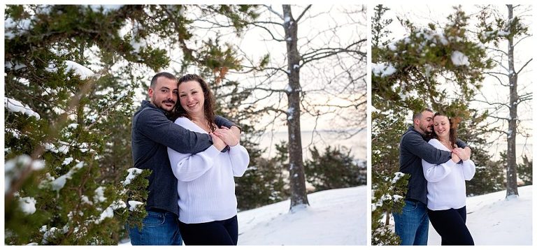 winter engagement photo